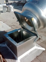 Fan tilted for service access